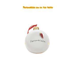 Pallina di Natale Scaramantica 10cm - Da appoggio con LED - Siniscalchi Ceramics