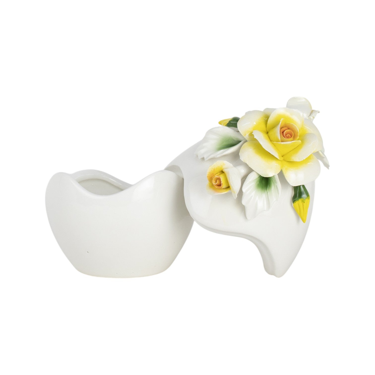 Uova di Pasqua con Rose Giallo 16cm - Siniscalchi Ceramics