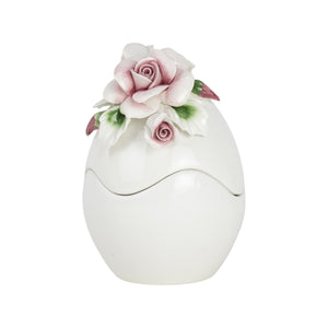 Uova di Pasqua con Rose Rosa 16cm - Siniscalchi Ceramics