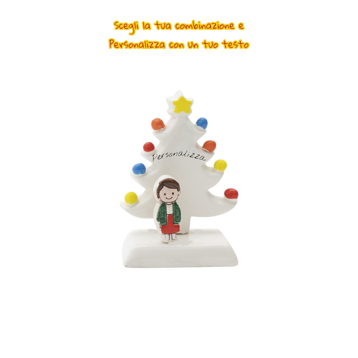 Albero di Natale Bianco 12cm con Omini