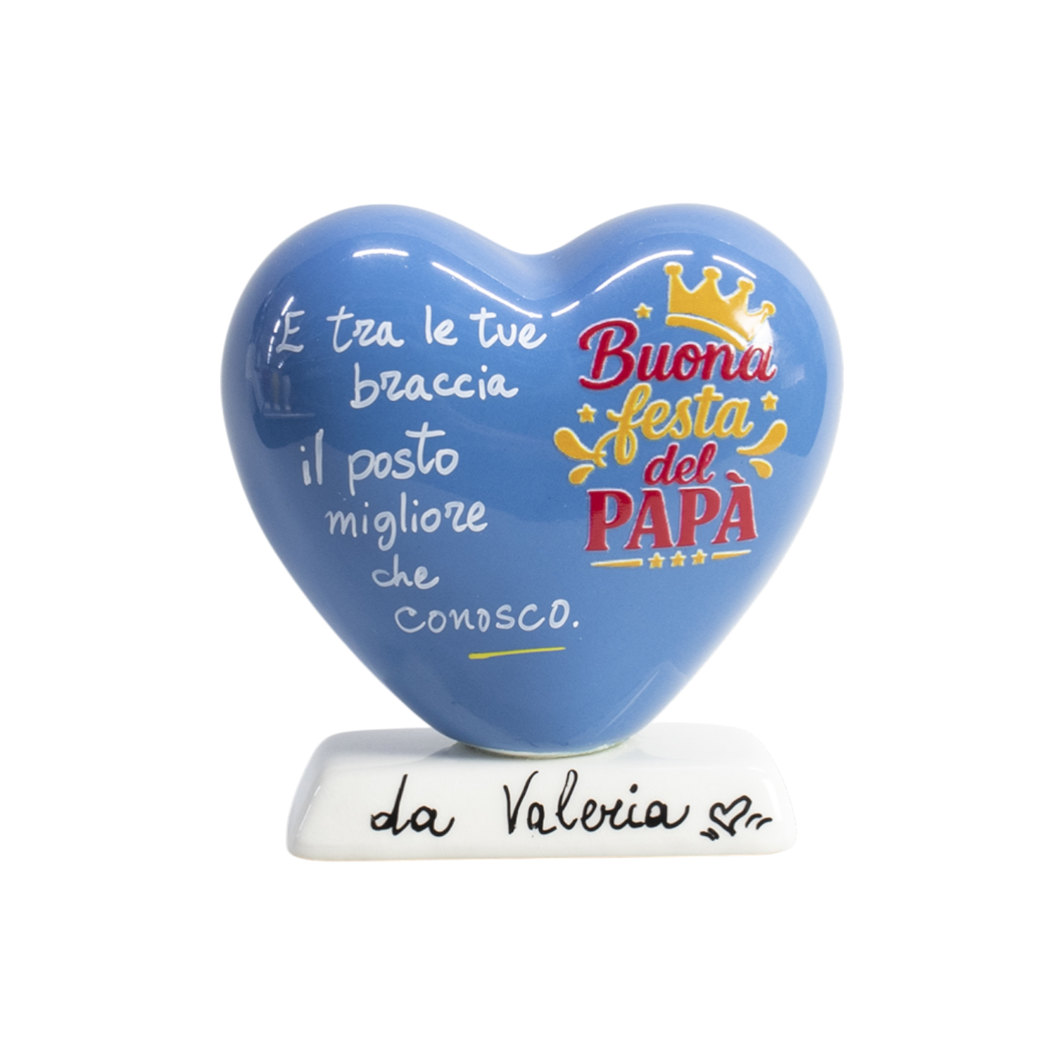 Cuore 10cm con base Buona Festa del Papà