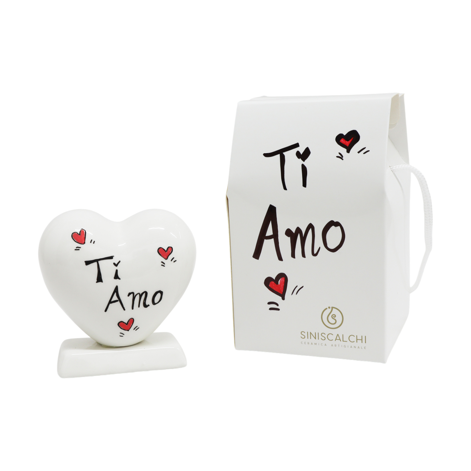 Cuore Bianco 10cm con Scatola Personalizzata