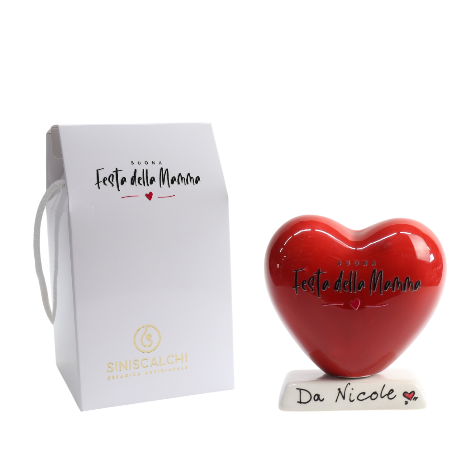 Cuore 10cm con base Festa della Mamma