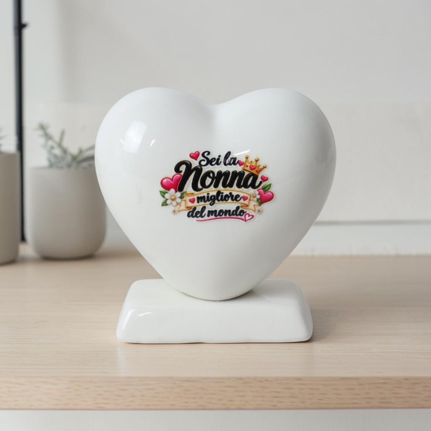 Cuore 10cm con base per la Nonna