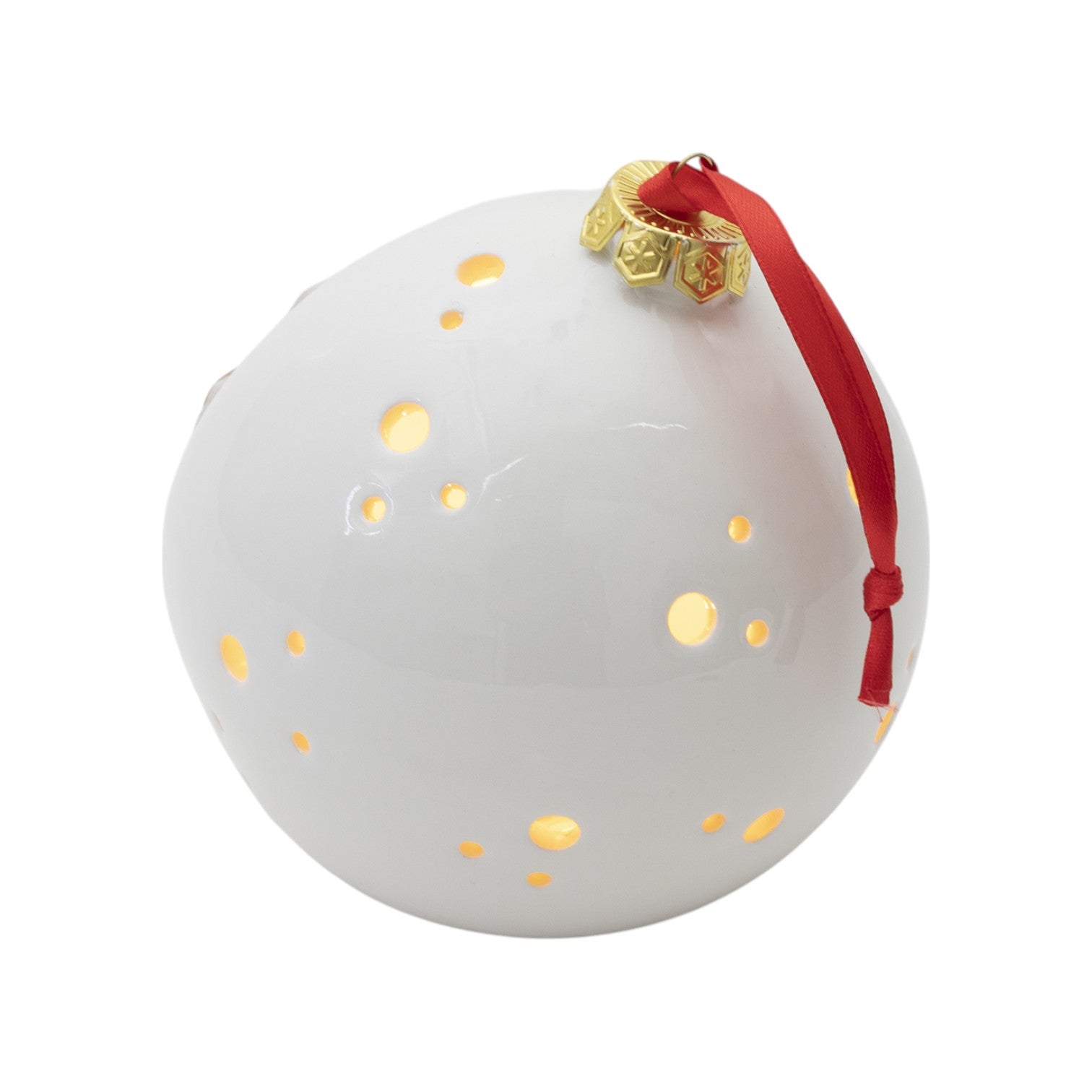 Pallina di Natale 14cm Appoggio con Omini e Led