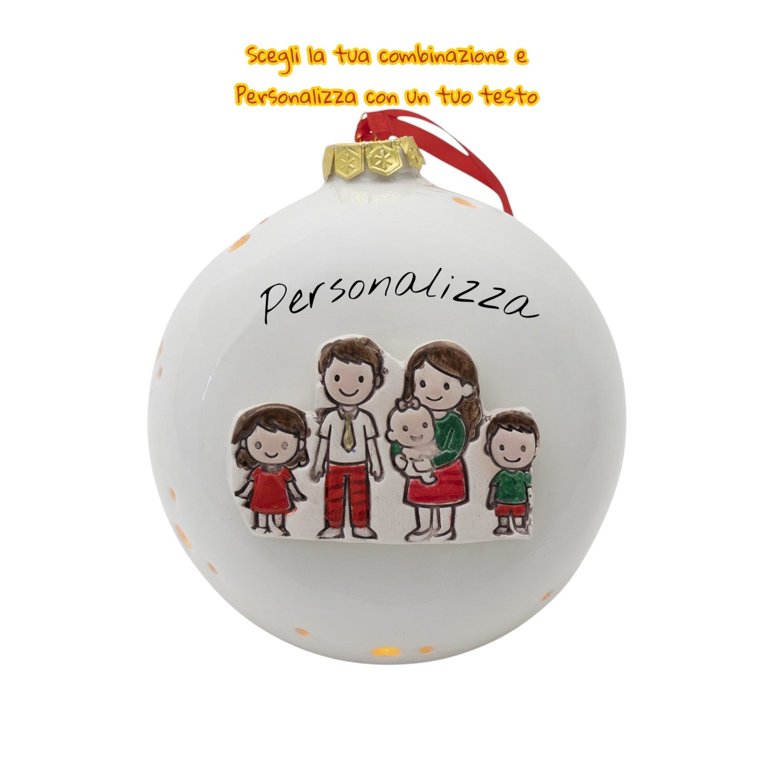 Pallina di Natale 14cm Appoggio con Omini e Led